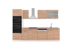 Vicco R-Line Küchenzeile Sonoma/Weiß 300 cm mit HochschrankAP Eiche ohne E-Geräte