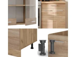 Vicco R-Line Küchenzeile Sonoma/Goldkraft Eiche 200 cm AP Eiche ohne E-Geräte