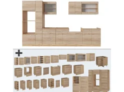 Vicco R-Line Küchenzeile Sonoma/Goldkraft Eiche 350 cm AP Anthrazit ohne E-Geräte