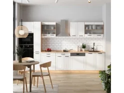 Vicco R-Line Küchenzeile Weiß Landhaus/Goldkraft Eiche 350 cm ohne Arbeitsplatte ohne E-Geräte
