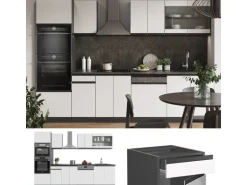 Vicco R-Line Küchenzeile Weiß/Anthrazit 300 cm mit HochschrankAP Eiche ohne E-Geräte