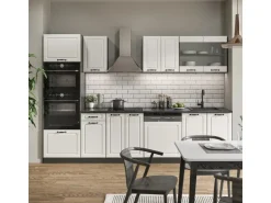 Vicco R-Line Küchenzeile Weiß Landhaus/Anthrazit 300 cm mit HochschrankAP Anthrazit ohne E-Geräte