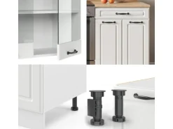 Vicco R-Line Küchenzeile Weiß Landhaus/Weiß 200 cm ohne Arbeitsplatte ohne E-Geräte