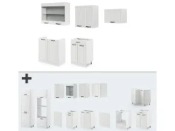 Vicco R-Line Küchenzeile Weiß Landhaus/Weiß 200 cm ohne Arbeitsplatte ohne E-Geräte