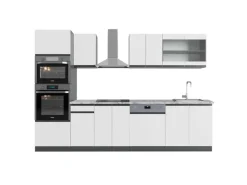 Vicco R-Line Küchenzeile Weiß/Anthrazit 300 cm mit HochschrankAP Marmor ohne E-Geräte