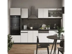 Vicco R-Line Küchenzeile Weiß/Anthrazit 300 cm mit HochschrankAP Marmor ohne E-Geräte
