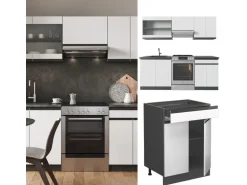 Vicco R-Line Küchenzeile Weiß/Anthrazit 200 cm AP Anthrazit ohne E-Geräte