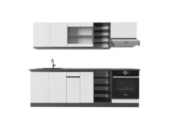 Vicco R-Line Küchenzeile Weiß/Anthrazit 240 cm J-Shape ohne E-Geräte