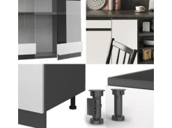 Vicco R-Line Küchenzeile Weiß/Anthrazit 240 cm J-Shape ohne E-Geräte