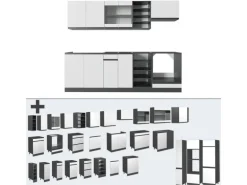 Vicco R-Line Küchenzeile Weiß/Anthrazit 240 cm J-Shape ohne E-Geräte