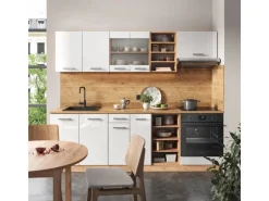Vicco R-Line Küchenzeile Weiß Hochglanz/Goldkraft Eiche 240 cm AP Eiche ohne E-Geräte