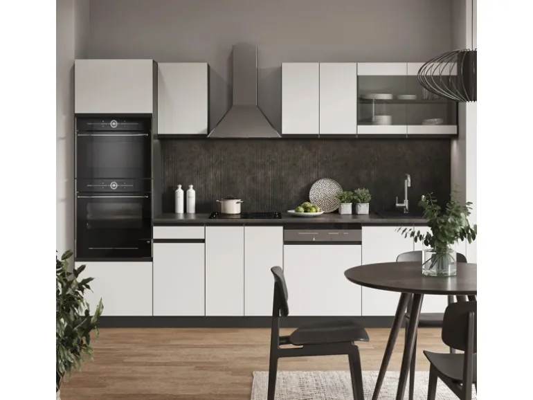 Vicco R-Line Küchenzeile Weiß/Anthrazit 300 cm mit HochschrankAP Anthrazit ohne E-Geräte