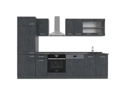 Vicco R-Line KomplettKüche Schwarz Beton/Anthrazit 300 cm ohne Arbeitsplatte ohne E-Geräte
