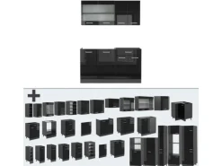 Vicco R-Line Mini-Küche Schwarz Hochglanz/Anthrazit 140 cm ohne Arbeitsplatte ohne E-Geräte