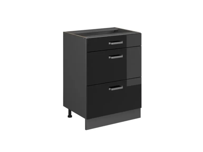 Vicco R-Line Schwarz Hochglanz/Anthrazit 60 cm mit Schubladen ohne Arbeitsplatte