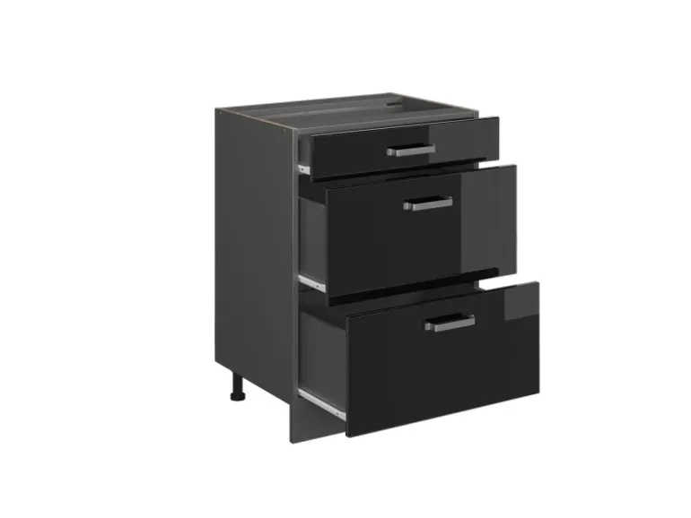 Vicco R-Line Schwarz Hochglanz/Anthrazit 60 cm mit Schubladen ohne Arbeitsplatte