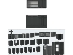 Vicco R-Line Singleküche Anthrazit Landhaus/Anthrazit 140 cm AP Anthrazit ohne E-Geräte