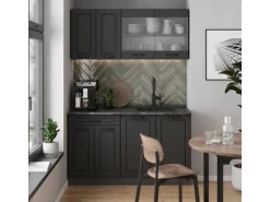 Vicco R-Line Singleküche Anthrazit Landhaus/Anthrazit 140 cm AP Marmor ohne E-Geräte