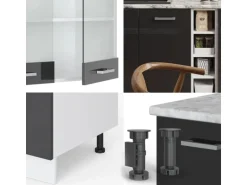 Vicco R-Line Singleküche Anthrazit Hochglanz/Weiß 160 cm ohne Arbeitsplatte ohne E-Geräte
