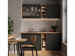 Vicco R-Line Singleküche Anthrazit Landhaus/Goldkraft Eiche 160 cm AP Anthrazit ohne E-Geräte