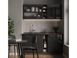 Vicco R-Line Singleküche Anthrazit Hochglanz/Anthrazit 160 cm AP Anthrazit ohne E-Geräte