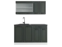 Vicco R-Line Singleküche Anthrazit Landhaus/Weiß 140 cm AP Anthrazit ohne E-Geräte