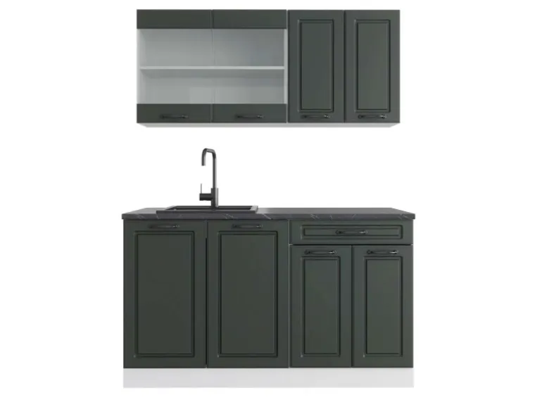 Vicco R-Line Singleküche Anthrazit Landhaus/Weiß 140 cm AP Anthrazit ohne E-Geräte