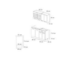 Vicco R-Line Singleküche Artisan Eiche/Anthrazit 140 cm AP Anthrazit ohne E-Geräte