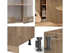Vicco R-Line Singleküche Artisan-Eiche/Goldkraft Eiche 160 cm ohne Arbeitsplatte ohne E-Geräte