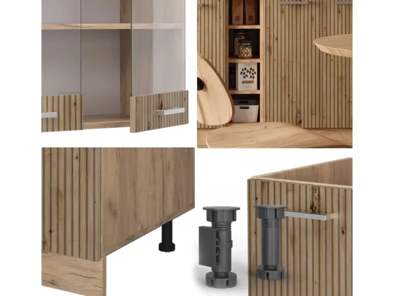Vicco R-Line Singleküche Artisan-Eiche/Goldkraft Eiche 160 cm ohne Arbeitsplatte ohne E-Geräte