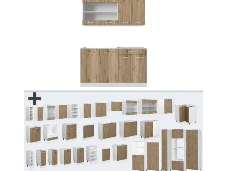 Vicco R-Line Singleküche Artisan Eiche/Weiß 140 cm AP Eiche ohne E-Geräte