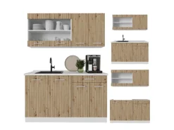 Vicco R-Line Singleküche Artisan Eiche/Weiß 140 cm ohne Arbeitsplatte ohne E-Geräte