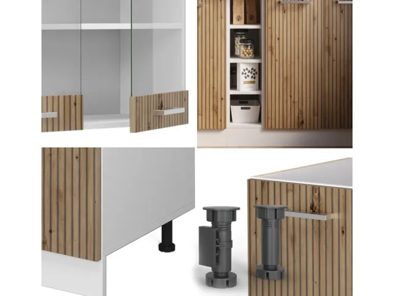 Vicco R-Line Singleküche Artisan Eiche/Weiß 160 cm ohne Arbeitsplatte ohne E-Geräte