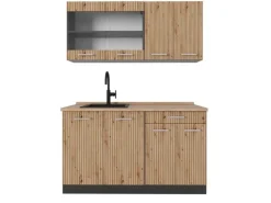 Vicco R-Line Singleküche Artisan Eiche/Anthrazit 140 cm AP Eiche ohne E-Geräte