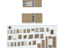 Vicco R-Line Singleküche Artisan Eiche/Weiß 160 cm AP Marmor ohne E-Geräte