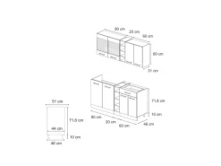 Vicco R-Line Singleküche Beton/Anthrazit 160 cm AP Eiche ohne E-Geräte