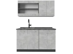 Vicco R-Line Singleküche Beton/Anthrazit 140 cm ohne Arbeitsplatte ohne E-Geräte