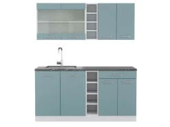 Vicco R-Line Singleküche Blau-Grau/Weiß 160 cm AP Anthrazit ohne E-Geräte