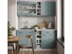 Vicco R-Line Singleküche Blau-Grau/Weiß 160 cm AP Anthrazit ohne E-Geräte