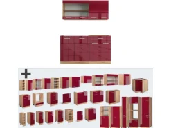 Vicco R-Line Singleküche Bordeaux Hochglanz/Goldkraft Eiche 140 cm ohne Arbeitsplatte ohne E-Geräte