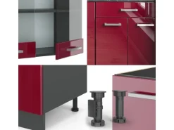 Vicco R-Line Singleküche Bordeaux Hochglanz/Anthrazit 140 cm AP Anthrazit ohne E-Geräte