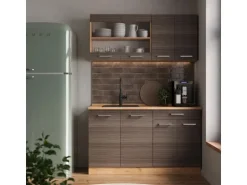 Vicco R-Line Singleküche Edelgrau/Goldkraft Eiche 140 cm AP Anthrazit ohne E-Geräte