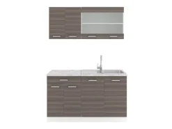 Vicco R-Line Singleküche Edelgrau 140 cm AP Marmor ohne E-Geräte