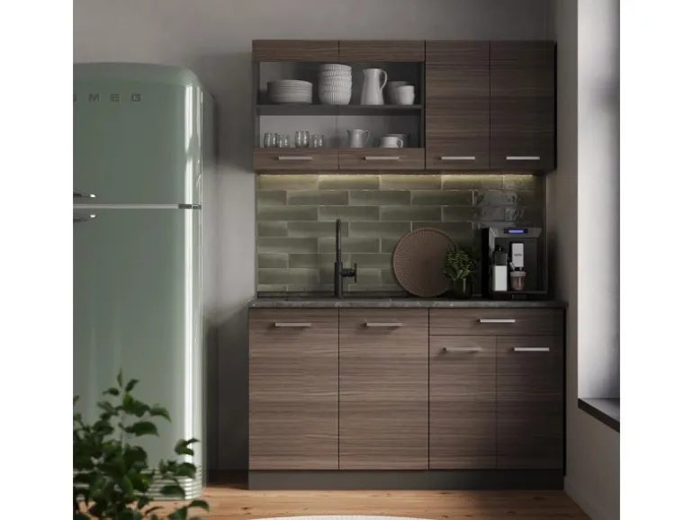 Vicco R-Line Singleküche Edelgrau/Anthrazit 140 cm AP Anthrazit ohne E-Geräte