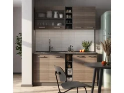 Vicco R-Line Singleküche Edelgrau/Anthrazit 160 cm AP Anthrazit ohne E-Geräte