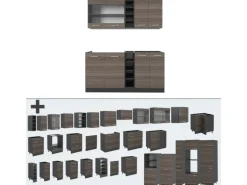 Vicco R-Line Singleküche Edelgrau/Anthrazit 160 cm AP Anthrazit ohne E-Geräte