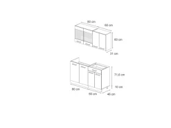 Vicco R-Line Singleküche Edelgrau/Anthrazit 140 cm ohne Arbeitsplatte ohne E-Geräte