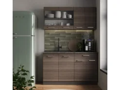 Vicco R-Line Singleküche Edelgrau/Anthrazit 140 cm ohne Arbeitsplatte ohne E-Geräte