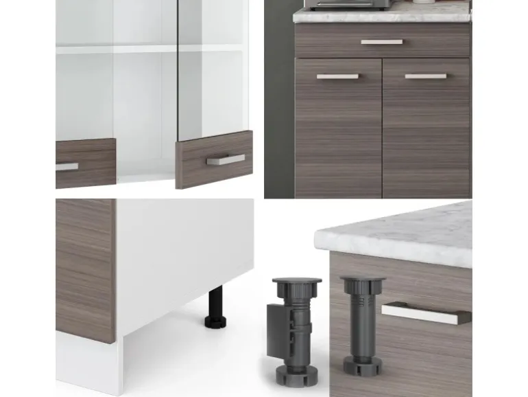 Vicco R-Line Singleküche Edelgrau/Weiß 140 cm AP Anthrazit ohne E-Geräte