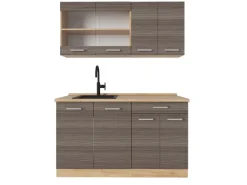 Vicco R-Line Singleküche Edelgrau/Goldkraft Eiche 140 cm ohne Arbeitsplatte ohne E-Geräte